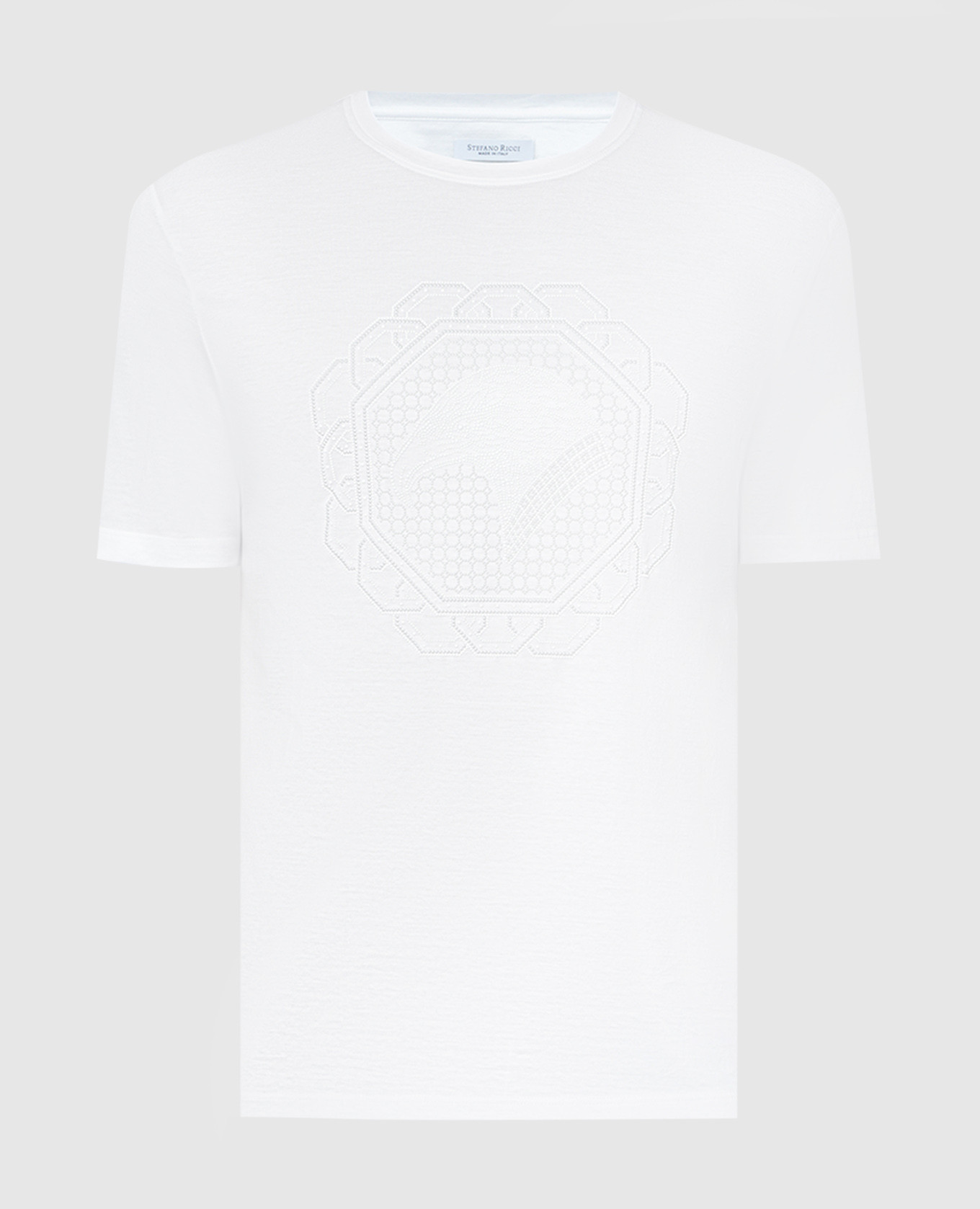 White t-shirt with an eagle head logo stefano ricci