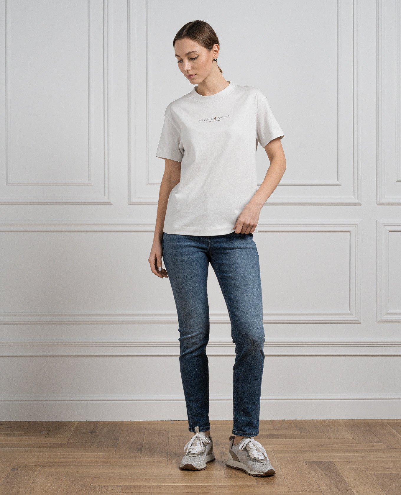 

White Nature t-shirt with monil chain Brunello Cucinelli
