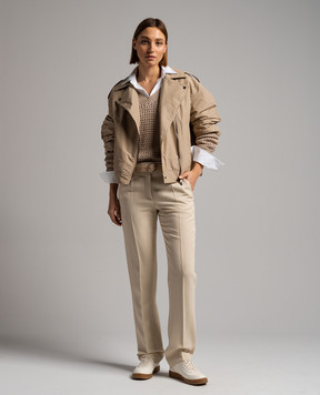Brunello Cucinelli Brown jacket in the style of a cowhide with a monil chain MB5742764