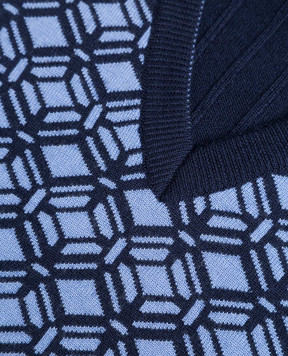 Stefano Ricci Children's blue vest made of wool in a geometric pattern K808008V20Y16488