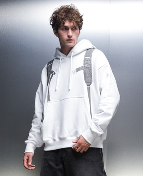 Off-White White Backpack hoodie with print OMBB085F23FLE031