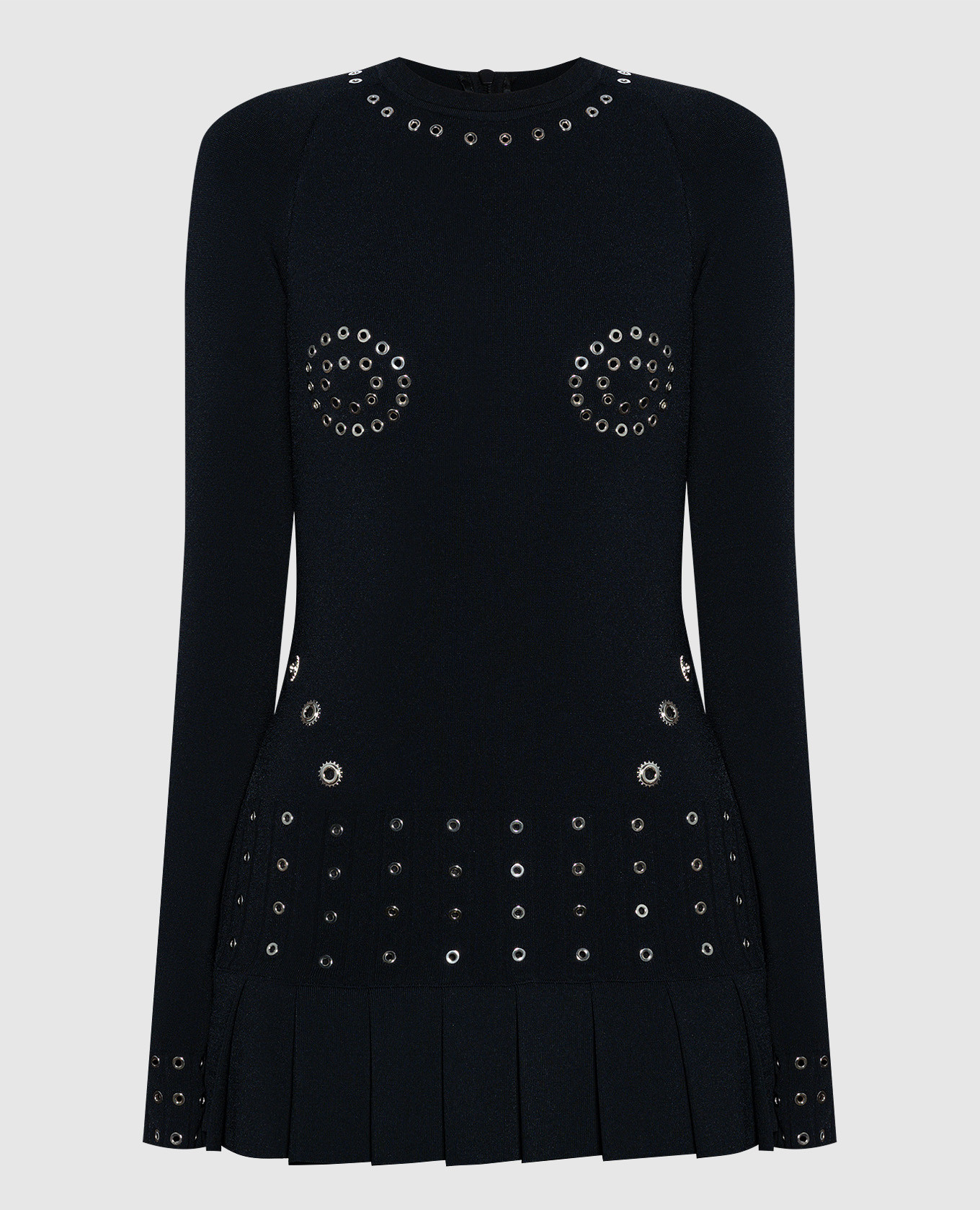 Black mini dress with pleating and eyelets Off-White