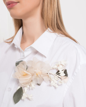 Philosophy di Lorenzo Serafini Beige brooch with voluminous flowers A38050774