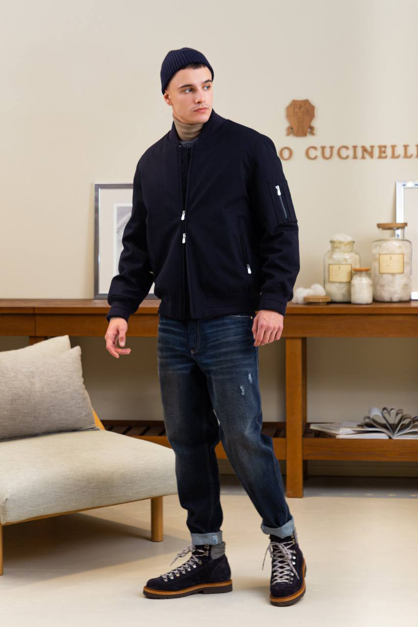 

Blue bomber jacket made of wool Brunello Cucinelli