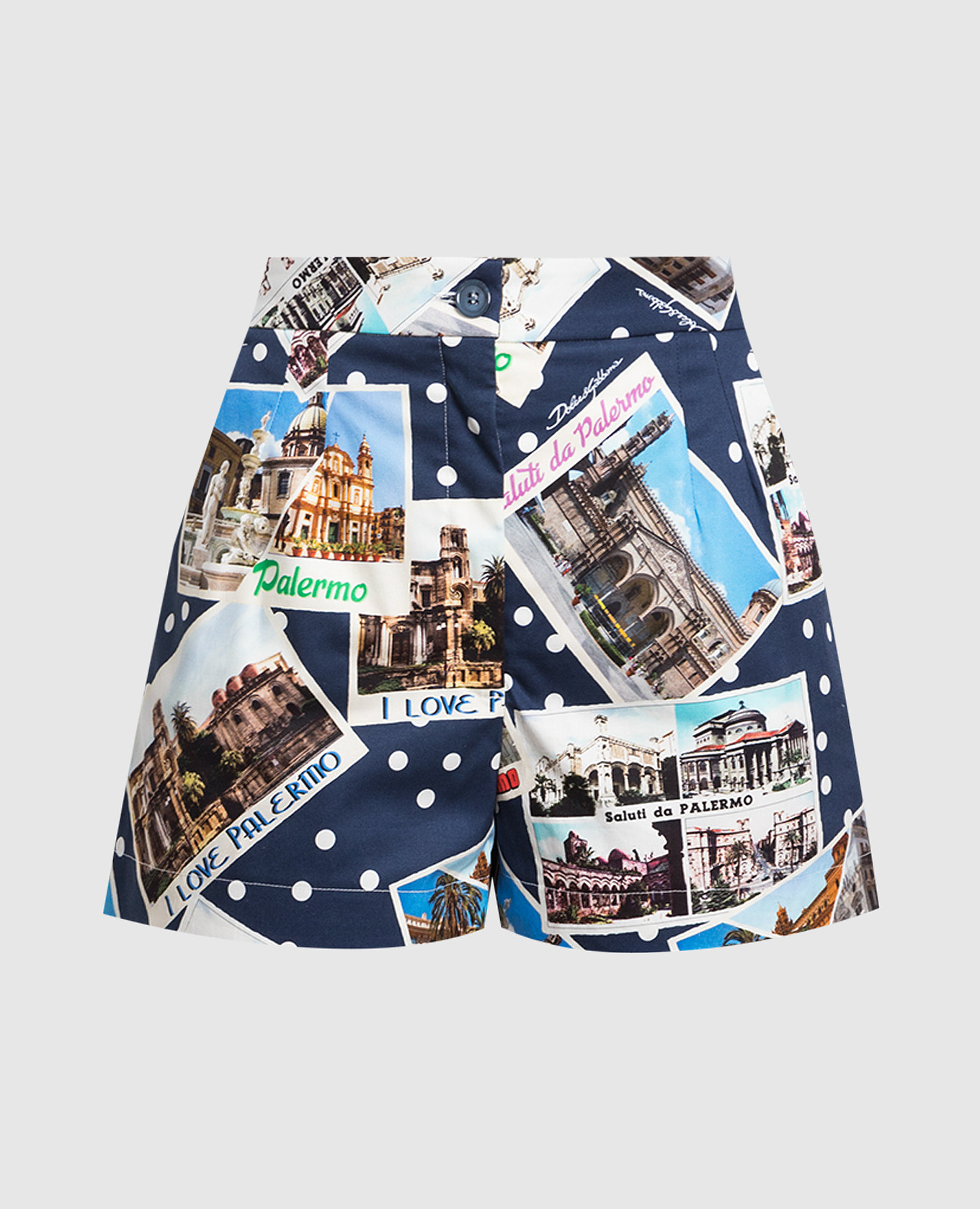 Blue shorts in palermo print dolce&gabbana