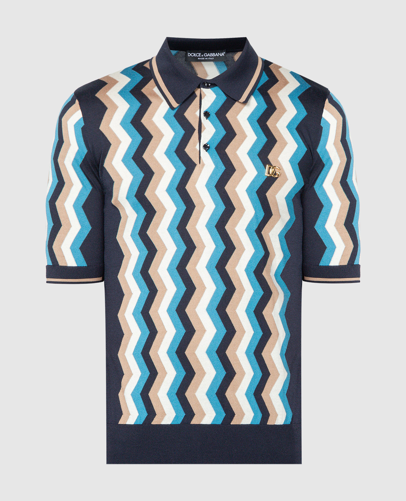 

Blue silk polo with metallic DG logo Dolce&Gabbana