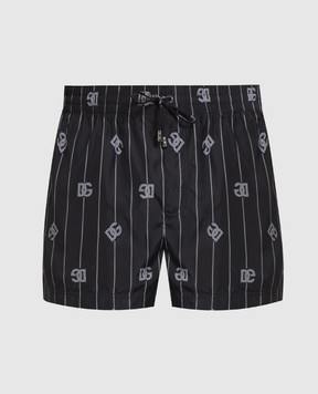 Dolce&Gabbana Black swim shorts with DG logo print M4A06TISMDD