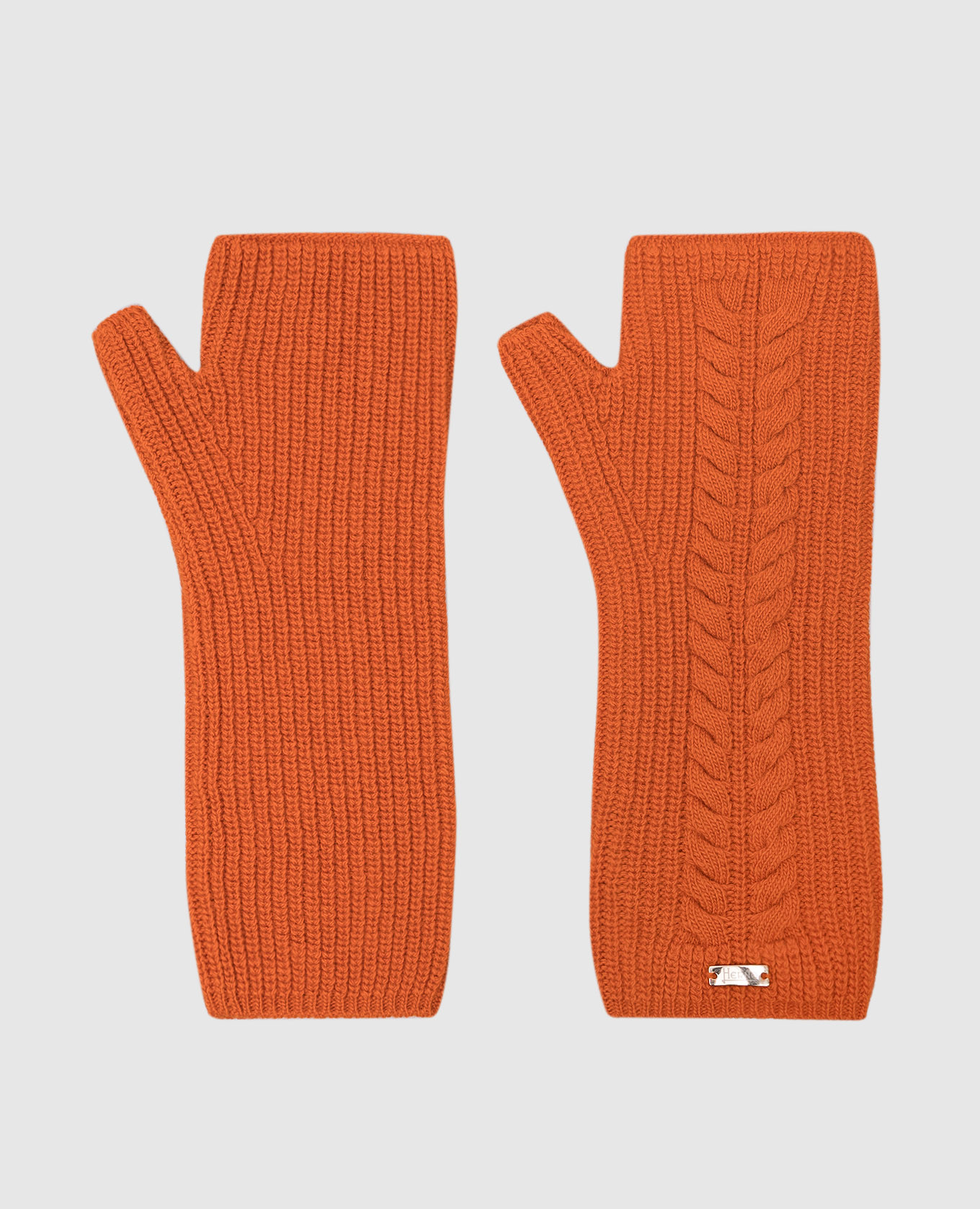 

Orange mittens made of wool with a textured pattern Herno