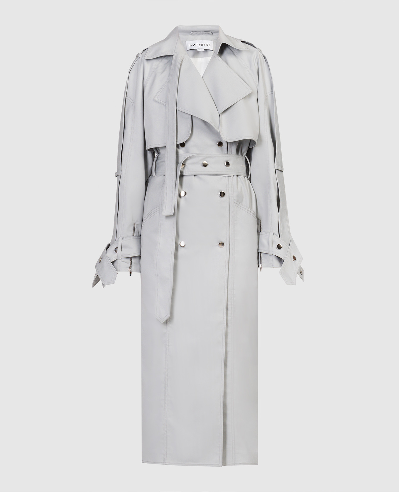 

Gray double-breasted trench coat Materiel, Серый
