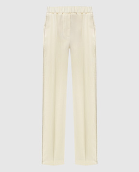 Peserico Yellow linen pants with monil chain P0407202606