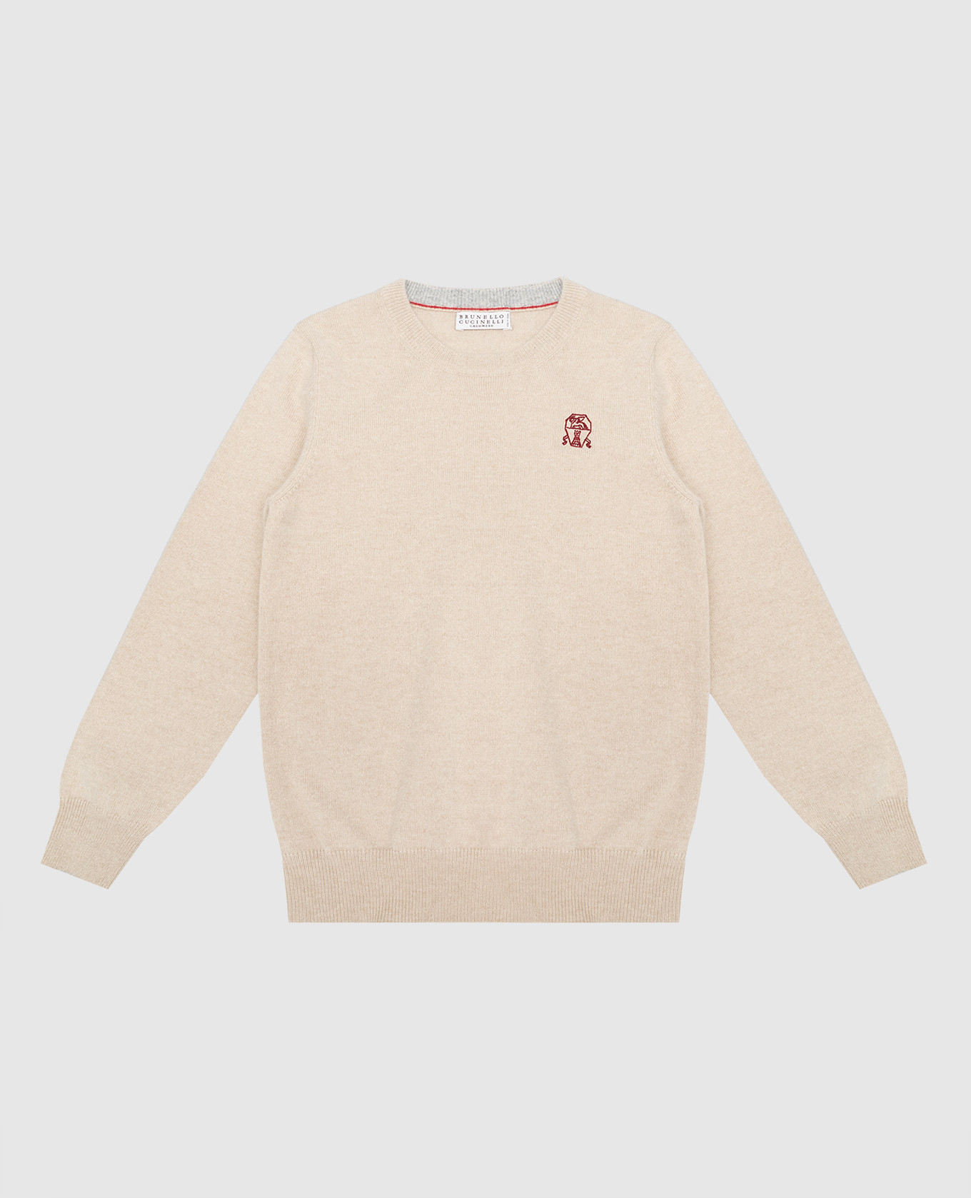 

Children's beige cashmere jumper with logo embroidery Brunello Cucinelli