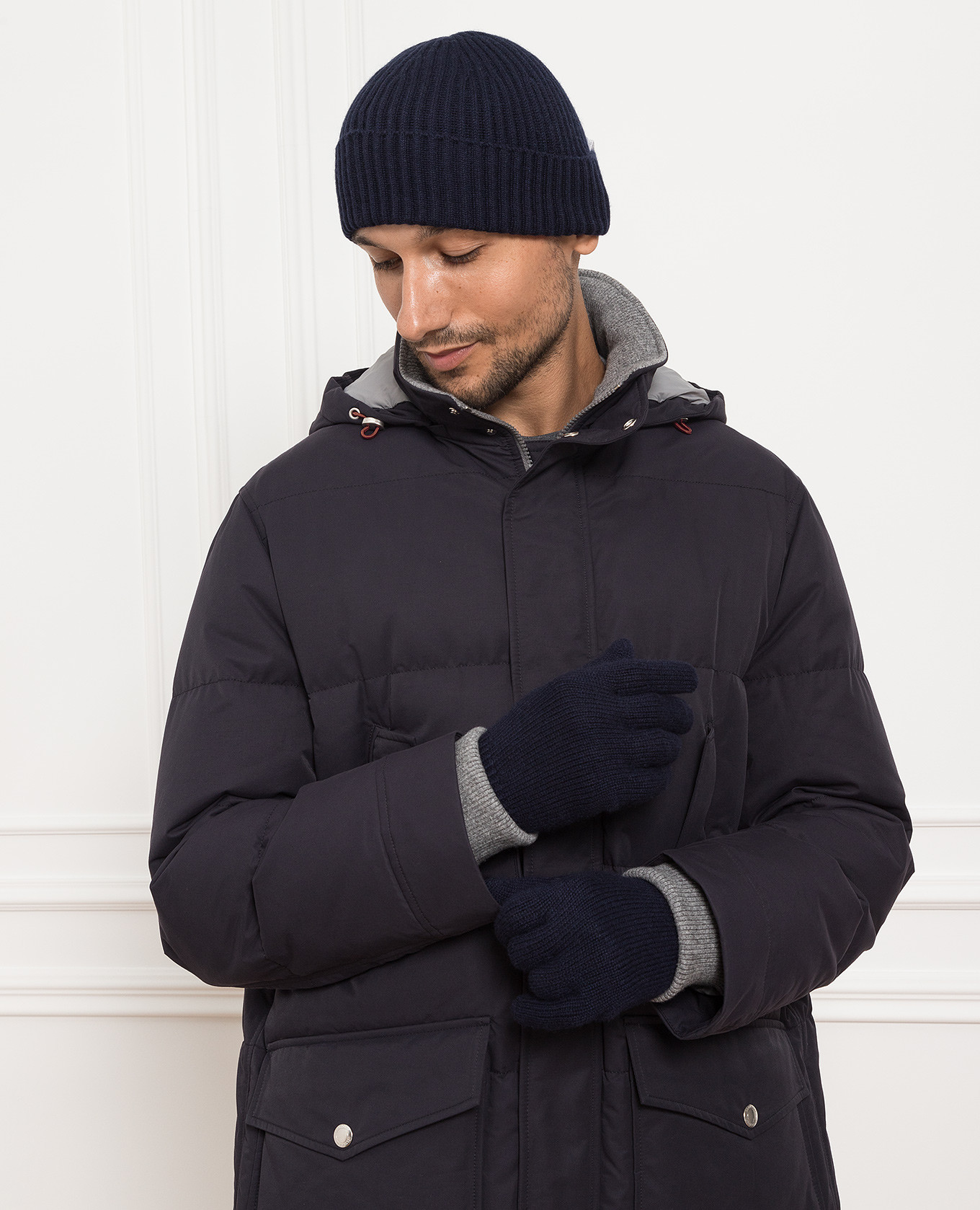 Navy blue cashmere gloves Brunello Cucinelli 2