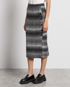 Twinset Gray midi skirt with degradé effect and logo 232LI35AA