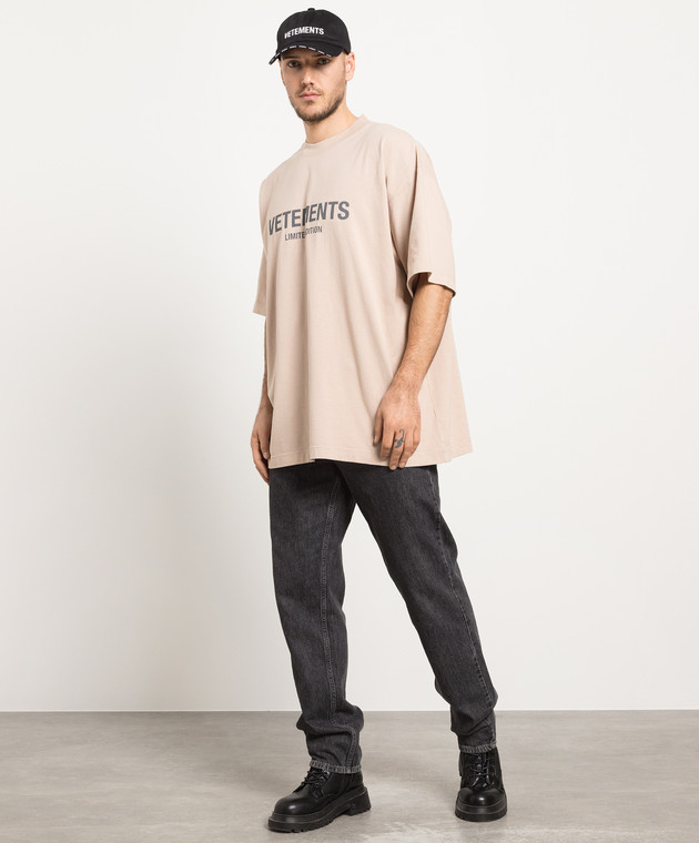 Vetements - Beige t-shirt with logo print UE63TR680X - shop with