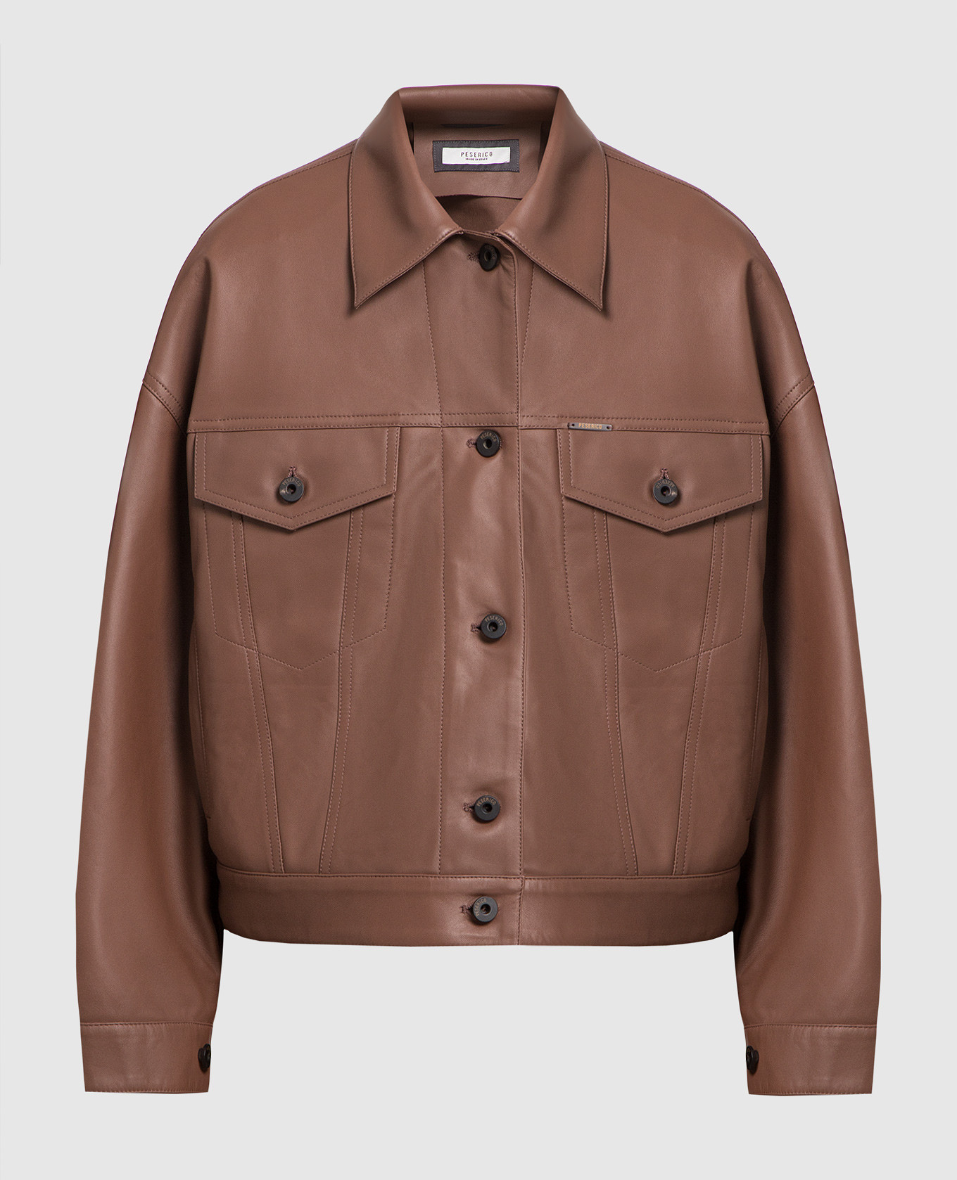 

Brown leather jacket Peserico, Коричневый