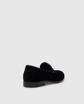 Stefano Ricci Children's black velor slippers YRU59CG864VL