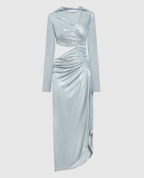 Off-White Blue midi dress with lurex OWDB455S23JER001