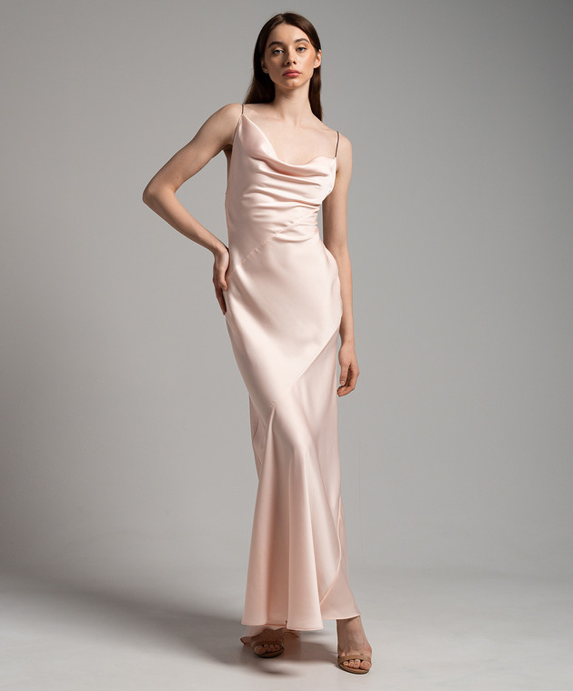 pink philosophy dress New Philosophy Lorenzo Serafini Crepe Satin Fuchsia Sleeveless Maxi Dress US 8