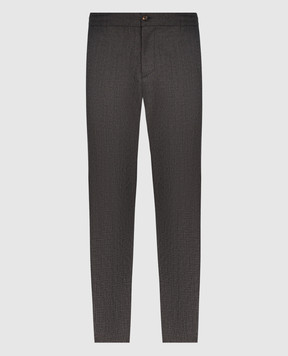 Marco Pescarolo Chiaiam brown wool and cashmere patterned trousers CHIAIAM48PR7