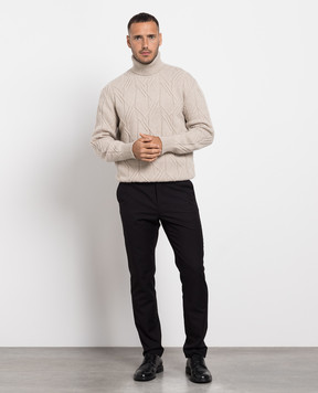 Cashmere&Whiskey Beige sweater made of cashmere in a textured pattern MU8821305341LO