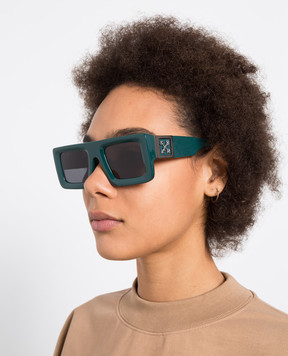 Off-White Green LEONARDO sunglasses with textured logo OERI060550751