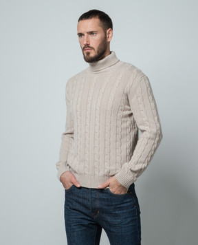 Cashmere&Whiskey Beige sweater made of cashmere in a textured pattern 80605C