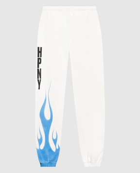 Heron Preston Law Flames logo joggers in white HWCH003S23JER002
