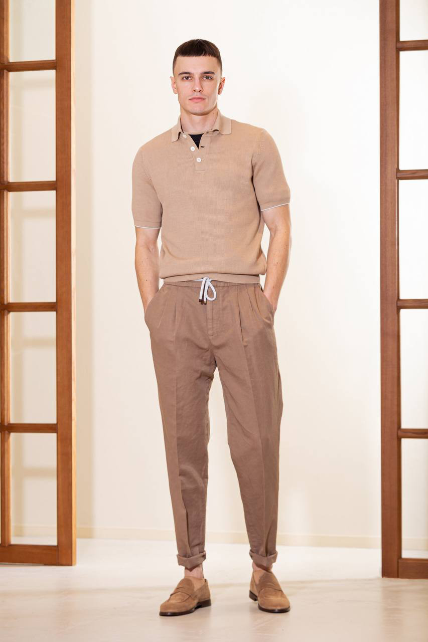 Brown pants with linen Brunello Cucinelli 6