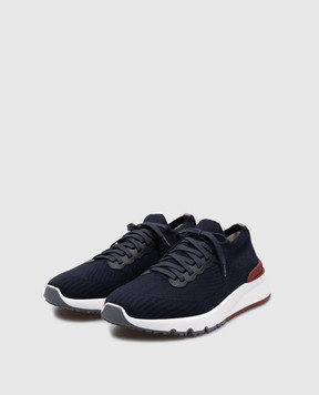 Brunello Cucinelli Blue sneakers made of wool with a logo MZUPMBO252