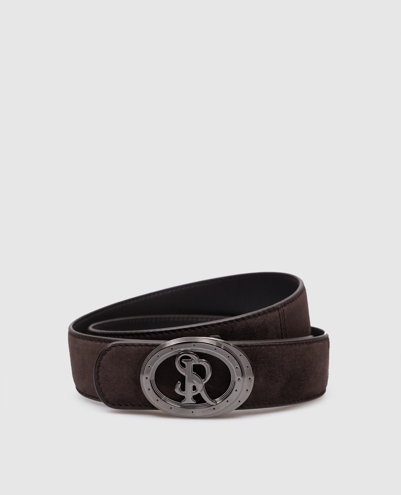

Brown leather strap with metal logo monogram Stefano Ricci, Коричневый