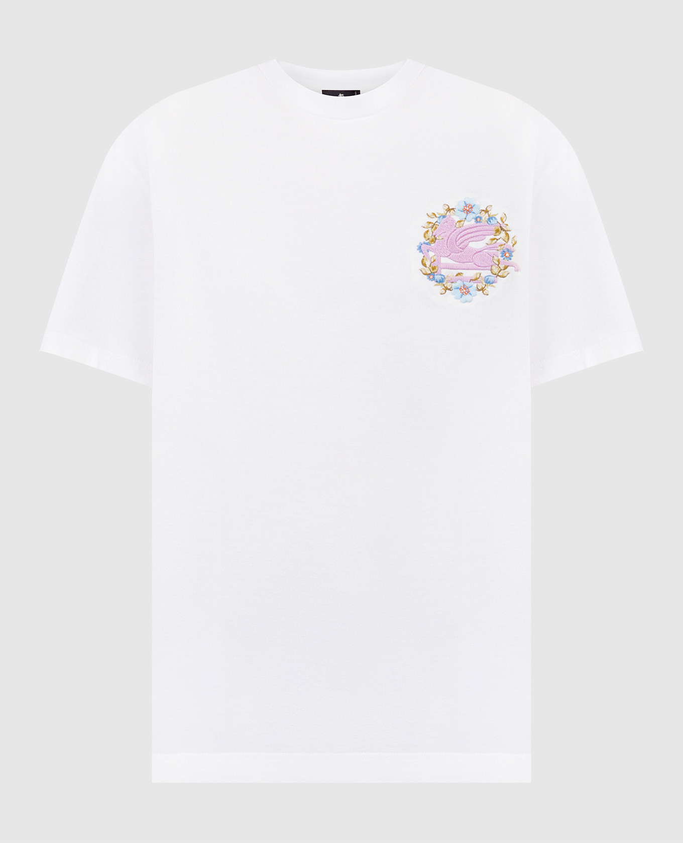 White t-shirt with pegaso logo embroidery etro