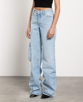 Off-White Blue cargo jeans with a distressed effect OWYB014S23DEN001