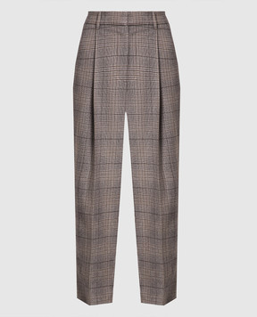 Brunello Cucinelli Brown checked pants with a monil chain MP537P8422