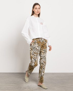 Twinset Brown pants in an animalistic print 231AP2354
