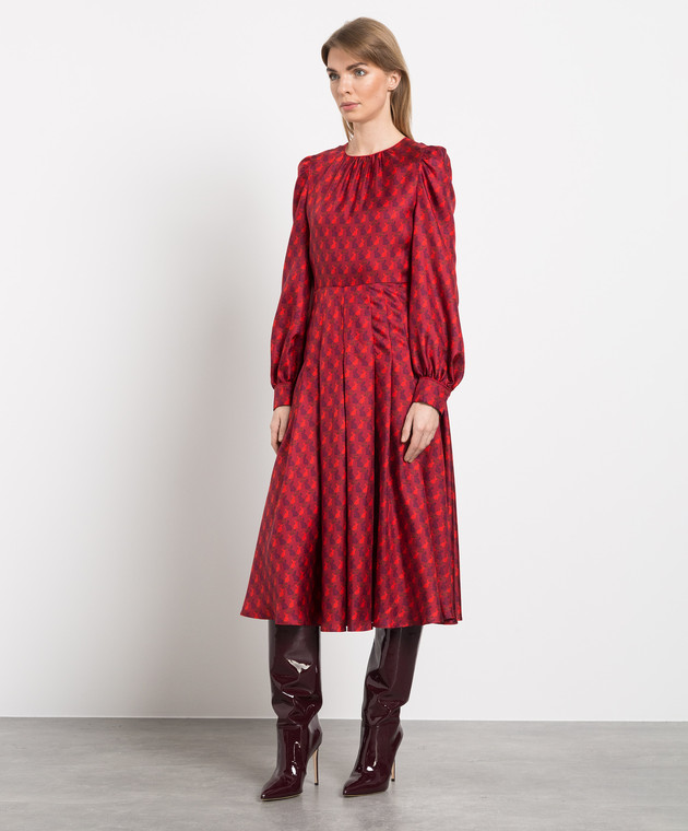 max mara red silk dress Max Mara Draped One-shoulder Maxi Dress