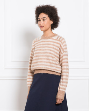 Brunello Cucinelli Brown striped jumper with monil chain MBP154300P