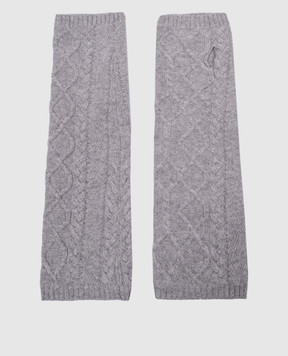 Ballantyne Gray mittens made of wool in a textured pattern B1Q0257W113