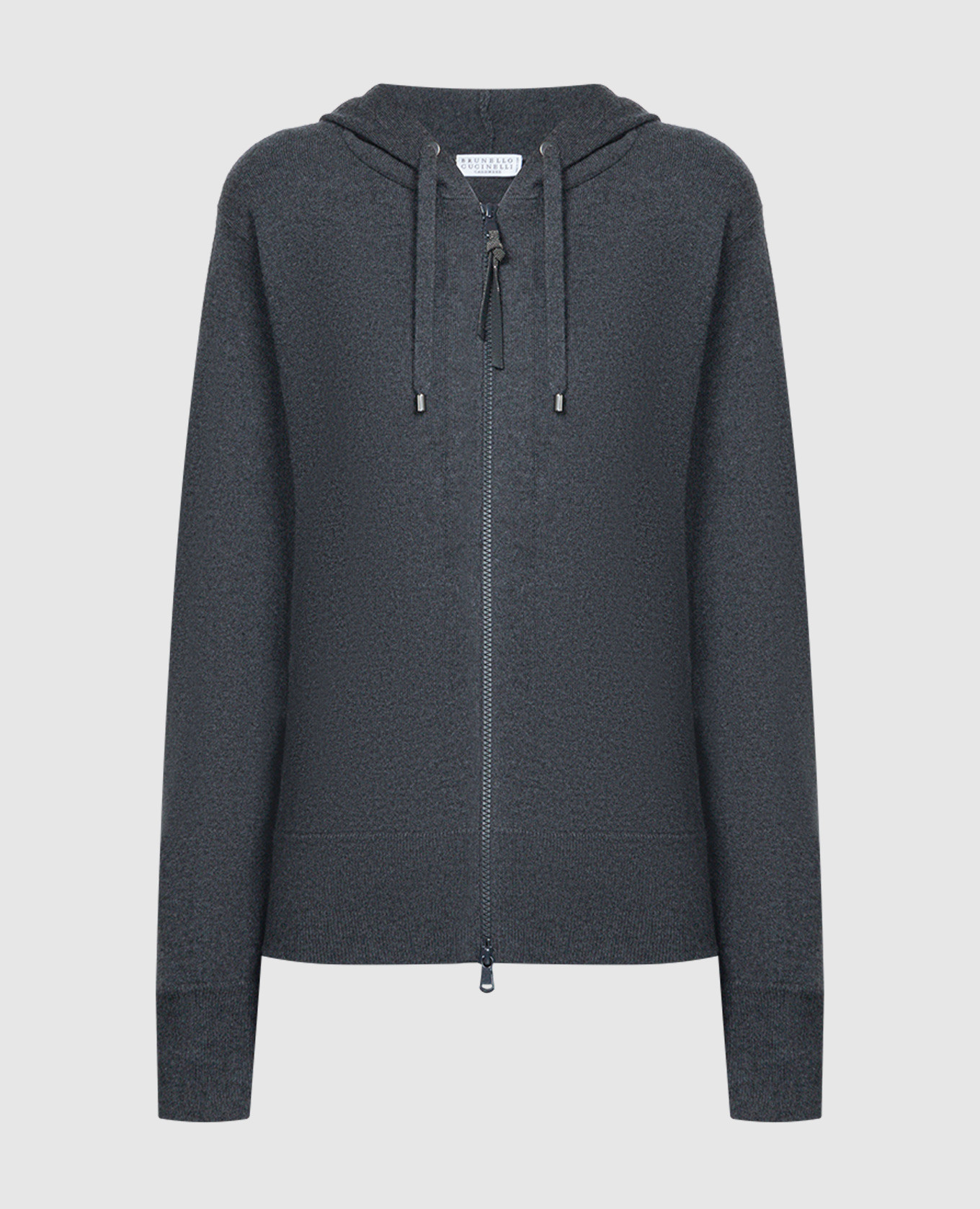 Gray cashmere sports jacket with monil chain brunello cucinelli