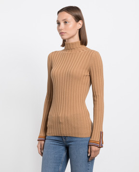 Etro Brown ribbed wool golf shirt D115499242