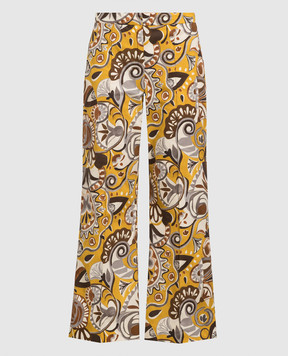 Max Mara Licia yellow flared pants in an abstract print LICIA