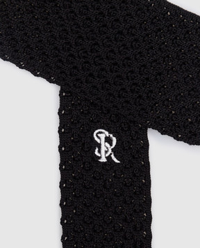 Stefano Ricci Children's black silk tie in a pattern YCRM1600SETA