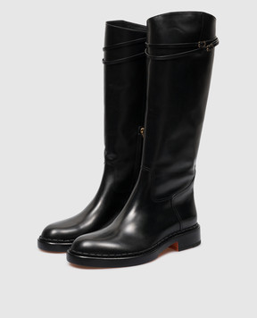 Santoni Black leather boots with straps WSAL70569BJ2TLGA