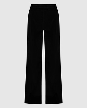 Brunello Cucinelli Black velvet pants with monil chain MD561P8493