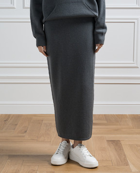 Kiton Gray logo cashmere skirt D56720200