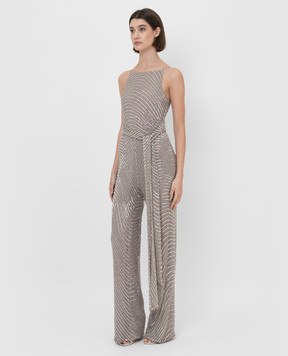 Rachel Gilbert Gray Axton jumpsuit with beads 22RRG40023