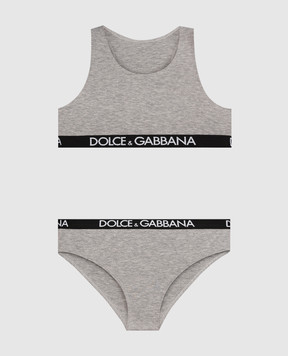 Dolce&Gabbana Children's gray top and panties set L5J713FUGNE