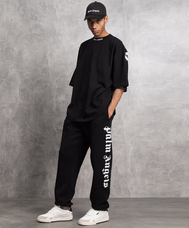 Palm Angels - Black t-shirt with logo print PMAA002C99JER006