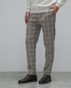 Marco Pescarolo Chiaiam cashmere check beige pants CHIAIAM4844