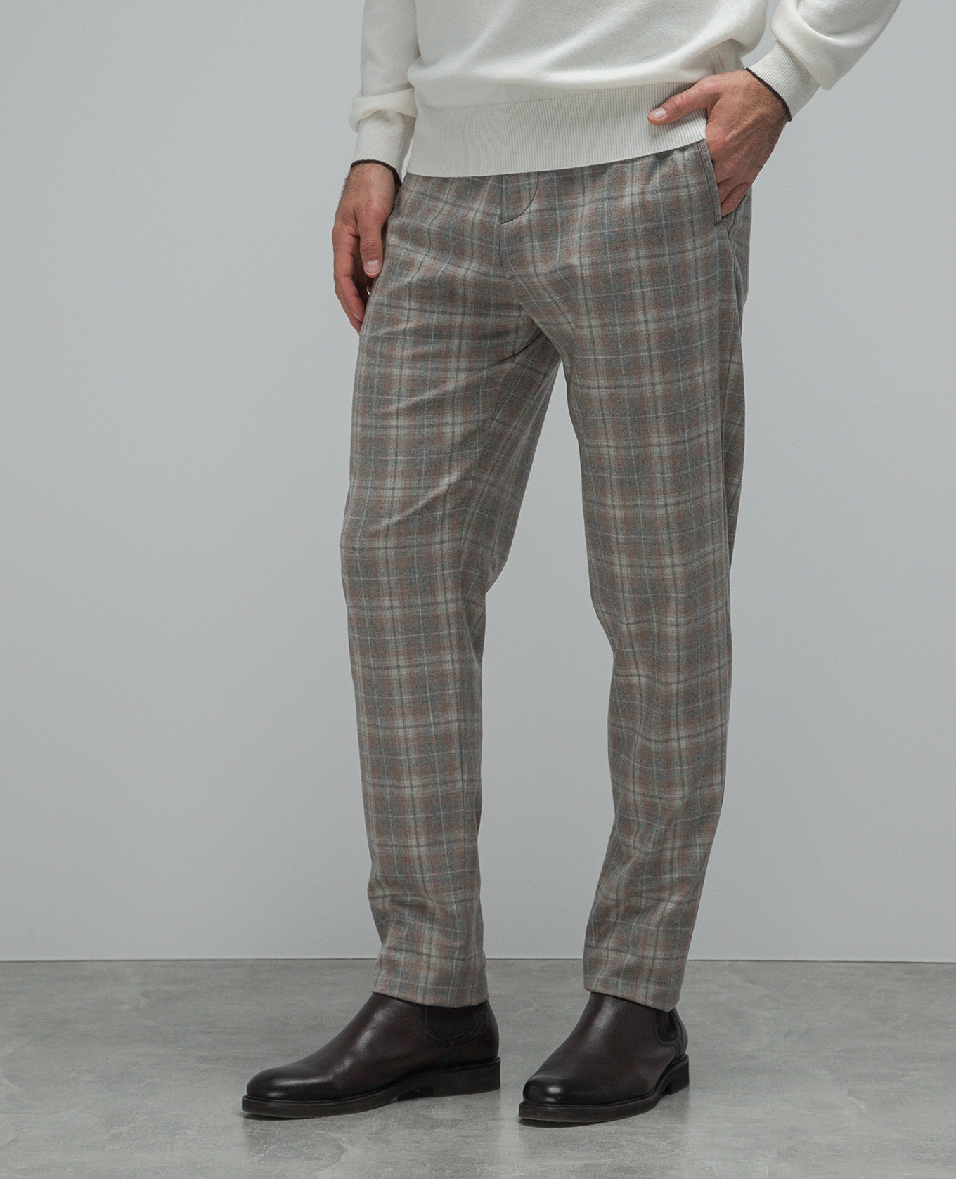 

Chiaiam cashmere check beige pants Marco Pescarolo