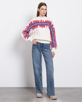 Philosophy di Lorenzo Serafini I Love You white wool sweater A09385701